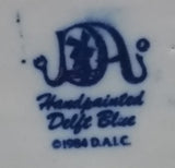 1984 D.A.I.C. Handpainted Delft Blue Windmills, Birds Decor with Brick Water Well Style Porcelain Wall Decor Candle Holder - Treasure Valley Antiques & Collectibles