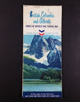 1964 Chevron Gasolines British Columbia and Alberta Points of Interest and Touring Map - With Alaska - Treasure Valley Antiques & Collectibles