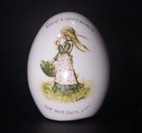 1970s Holly Hobbie "Enjoy a quiet moment now and then" Porcelain Ceramic Egg - Treasure Valley Antiques & Collectibles