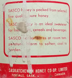 1940s Sasco Honey 2 Lb Tin Pail FULL UNOPENED - Saskatchewan Honey Company Tisdale, Saskatchewan - Treasure Valley Antiques & Collectibles