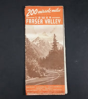 1950s 200 Miracle Miles Through The Lower Fraser Valley Tourism Pamphlet & Map - Travel Bureau of British Columbia - Treasure Valley Antiques & Collectibles