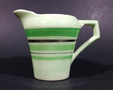 Vintage Jaded Green Striped Creamer Made in England Silver Trimmed and Numbered - Treasure Valley Antiques & Collectibles