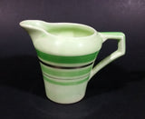 Vintage Jaded Green Striped Creamer Made in England Silver Trimmed and Numbered - Treasure Valley Antiques & Collectibles