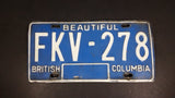 Early 1980s Beautiful British Columbia Blue with White Letters Vehicle License Plate - Treasure Valley Antiques & Collectibles
