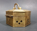 Vintage Diamond Shaped Hammered Brass Cricket Box w/ Handle (Wedding Ring bearer box) - Treasure Valley Antiques & Collectibles