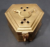 Vintage Diamond Shaped Hammered Brass Cricket Box w/ Handle (Wedding Ring bearer box) - Treasure Valley Antiques & Collectibles