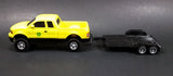 ERTL John Deere Yellow Pickup Truck with Black Flatbed Trailer Diecast Toy 1/25 Scale - Treasure Valley Antiques & Collectibles