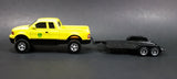 ERTL John Deere Yellow Pickup Truck with Black Flatbed Trailer Diecast Toy 1/25 Scale - Treasure Valley Antiques & Collectibles