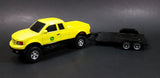 ERTL John Deere Yellow Pickup Truck with Black Flatbed Trailer Diecast Toy 1/25 Scale - Treasure Valley Antiques & Collectibles