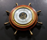 Vintage JG Gischard Aneroid Ships Wheel Barometer - Wood, Brass, Metal Face - Germany - Treasure Valley Antiques & Collectibles