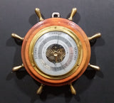 Vintage JG Gischard Aneroid Ships Wheel Barometer - Wood, Brass, Metal Face - Germany - Treasure Valley Antiques & Collectibles