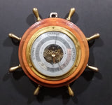 Vintage JG Gischard Aneroid Ships Wheel Barometer - Wood, Brass, Metal Face - Germany - Treasure Valley Antiques & Collectibles