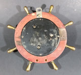 Vintage JG Gischard Aneroid Ships Wheel Barometer - Wood, Brass, Metal Face - Germany - Treasure Valley Antiques & Collectibles