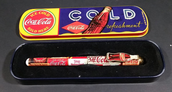 1996 Coca-Cola Coke Ice Cold Sold Here Cold Refreshment Collectible Pen in Tin Case - Treasure Valley Antiques & Collectibles