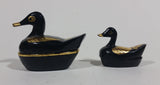Decorative Black Lacquer with Gold Wings Mother and Baby Duck Lidded Containers - Treasure Valley Antiques & Collectibles