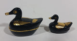 Decorative Black Lacquer with Gold Wings Mother and Baby Duck Lidded Containers - Treasure Valley Antiques & Collectibles