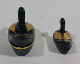 Decorative Black Lacquer with Gold Wings Mother and Baby Duck Lidded Containers - Treasure Valley Antiques & Collectibles
