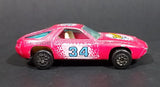 1980s Yatming Hot Pink Porsche 928 Flystone #34 Super Runner Die Cast Toy Car No. 1034 - Treasure Valley Antiques & Collectibles