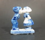 Vintage Delft Blue Holland Dutch Boy and Girl Kissing Hand Painted Ceramic Figurine - Treasure Valley Antiques & Collectibles