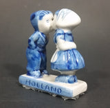 Vintage Delft Blue Holland Dutch Boy and Girl Kissing Hand Painted Ceramic Figurine - Treasure Valley Antiques & Collectibles