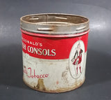 Vintage W.C. Macdonald's British Consols Cigarette Tobacco Red & White Tin Can - No lid - Treasure Valley Antiques & Collectibles