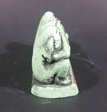 Vintage Cal Themes Inc. 1968 4 Wise Monkeys See No Evil Have No Fun Green Chalk Ware Figurine - Treasure Valley Antiques & Collectibles