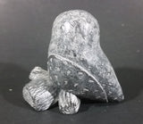 A Wolf Original Barn Owl On A Log Soapstone Carved Sculpture Ornament w/ Original Sticker - Treasure Valley Antiques & Collectibles