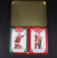 1994 Coca-Cola Coke Santa Claus Christmas Themed Playing Cards Sealed in Tin - Two Packs - Treasure Valley Antiques & Collectibles