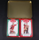 1994 Coca-Cola Coke Santa Claus Christmas Themed Playing Cards Sealed in Tin - Two Packs - Treasure Valley Antiques & Collectibles