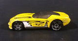 2002 Hot Wheels Pony-Up Yellow w/ White & Black Flames Die Cast Toy Race Car - Treasure Valley Antiques & Collectibles