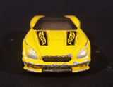 2002 Hot Wheels Pony-Up Yellow w/ White & Black Flames Die Cast Toy Race Car - Treasure Valley Antiques & Collectibles