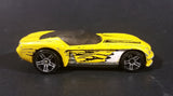 2002 Hot Wheels Pony-Up Yellow w/ White & Black Flames Die Cast Toy Race Car - Treasure Valley Antiques & Collectibles