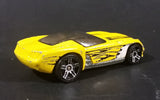 2002 Hot Wheels Pony-Up Yellow w/ White & Black Flames Die Cast Toy Race Car - Treasure Valley Antiques & Collectibles