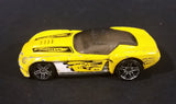 2002 Hot Wheels Pony-Up Yellow w/ White & Black Flames Die Cast Toy Race Car - Treasure Valley Antiques & Collectibles