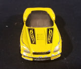 2002 Hot Wheels Pony-Up Yellow w/ White & Black Flames Die Cast Toy Race Car - Treasure Valley Antiques & Collectibles