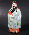 Vintage Chinese Wiseman in a Light Blue Robe with Red Item in Hand Figurine - Treasure Valley Antiques & Collectibles