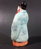 Vintage Chinese Wiseman in a Light Blue Robe with Red Item in Hand Figurine - Treasure Valley Antiques & Collectibles
