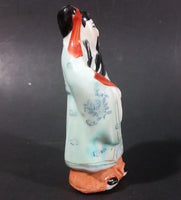 Vintage Chinese Wiseman in a Light Blue Robe with Red Item in Hand Figurine - Treasure Valley Antiques & Collectibles