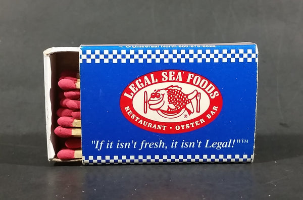 Legal Sea Foods Restaurant Oyster Bar Souvenir Promo Wooden Matches Box - Nearly Full - Treasure Valley Antiques & Collectibles