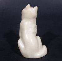 Small Marble Resin White Soapstone look Wolf Dog Sculpture Figurine - Treasure Valley Antiques & Collectibles