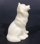 Small Marble Resin White Soapstone look Wolf Dog Sculpture Figurine - Treasure Valley Antiques & Collectibles