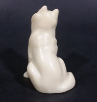 Small Marble Resin White Soapstone look Wolf Dog Sculpture Figurine - Treasure Valley Antiques & Collectibles