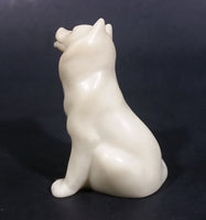 Small Marble Resin White Soapstone look Wolf Dog Sculpture Figurine - Treasure Valley Antiques & Collectibles