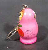 Vintage Wooden Russian Doll Pink Matryoshka Key Chain Holder Ring - Treasure Valley Antiques & Collectibles