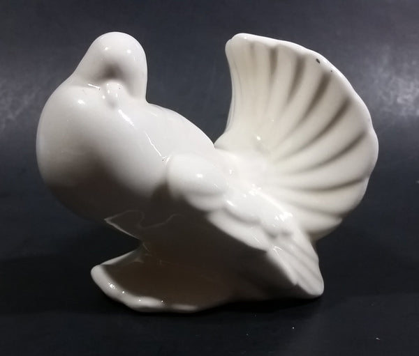 Vintage White Ceramic Bird Figurine Decoration Signed L.J. - Treasure Valley Antiques & Collectibles