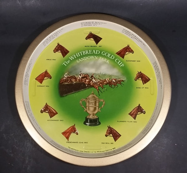 Vintage 1960s The Whitbread Gold Cup Sandown Park Round Beverage Serving Tray - Treasure Valley Antiques & Collectibles