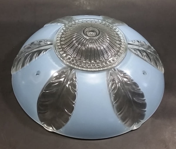 Vintage Gorgeous Clear and Light Blue Leaves Highly Decorated Glass Hanging Lamp Shade - Treasure Valley Antiques & Collectibles