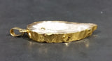 Oco Geode Crystal Slice Gold Plated w/ Brown Yellow Gemstone Necklace Pendant - Treasure Valley Antiques & Collectibles