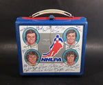 Very Rare 1976 NHLPA NHL Ice Hockey Players Association Blue Red Signatures Lunch Box (No Thermos) - Treasure Valley Antiques & Collectibles