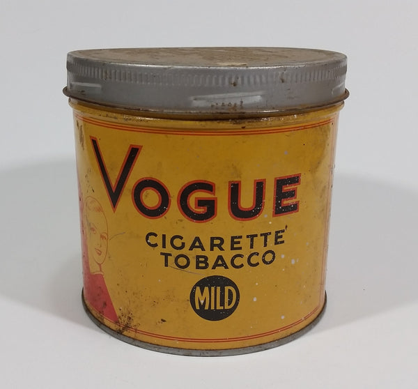 Vintage 1960s Vogue Mild Cigarette Tobacco Tin w/ Lid - Treasure Valley Antiques & Collectibles